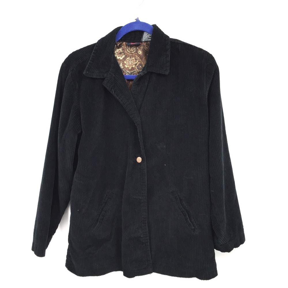 Vintage Black corduroy jacket 90s Grunge Dark Academia indie sleaze whimsigoth L